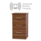 Ready Assembled Coventry 3 Drawer Bed Cabinet With Integrated Wireless Charging Noche Walnut