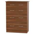 Ready Assembled Coventry 4 Drawer Deep Chest Noche Walnut