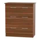 Ready Assembled Coventry 3 Drawer Deep Chest Noche Walnut
