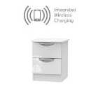 Ready Assembled Indices 2 Drawer Cabinet With Integrated Wireless Charging White Gloss