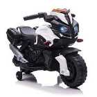 Reiten Kids 6V Electric Motorcycle Ride-On Toy with Rechargeable Battery - White