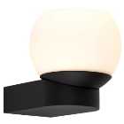 Saxby IP44 Bond Bathroom LED Wall Light - Matt Black with Opal Glass Shade