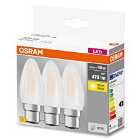 Osram 40W Filament Frosted B22D/E14 Candle LED Bulb 3 Pack - Warm White