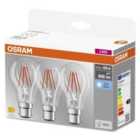 Osram 60W Filament Clear B22D/E27 GLS Classic LED Bulb 3 Pack - Cool White