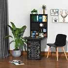 HOMCOM Fold Out Wall Mounted Home Office Desk With Storage Shelving and Chalkboard Black