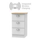 Ready Assembled Tilly 3 Drawer Bedside Cabinet With Integrated Wireless Charging Grey