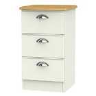 Ready Assembled Tilly 3 Drawer Bedside Cabinet Cream