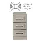 Ready Assembled York 3 Drawer Bedside Cabinet With Integrated Wireless Charging Kaschmir Ash