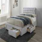 Stone 4 Drawer Fabric Bed With Button Headboard Double