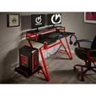 Lloyd Pascal Pro Vx01 - Black Carbon Fibre Effect Gaming Desk With Red Frame