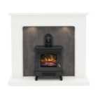 Be Modern Fontwell White marble & slate effect Freestanding Electric Stove suite with lights