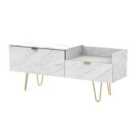 Ready Assembled Hirato TV Unit Marble With Gold Metal Hairpin Legs