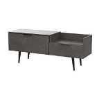 Ready Assembled Hirato TV Unit Pewter With Black Wood Legs