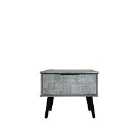Ready Assembled Hirato 1 Drawer Lamp Table Pewter Black Wood Legs