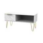 Ready Assembled Hirato 1 Drawer Coffee Table Marble Gold Metal Hairpin Legs