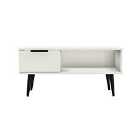 Ready Assembled Hirato 1 Drawer Coffee Table White Black Wood Legs
