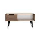 Ready Assembled Hirato 1 Drawer Coffee Table Carini Walnut With Black Wood Legs
