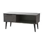 Ready Assembled Hirato 1 Drawer Coffee Table Pewter Black Wood Legs