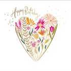 Pink Flower Heart Birthday Card