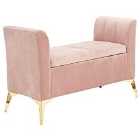 Pettine Velvet Ottoman Storage Bench Blush Pink