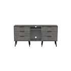 Ready Assembled Hirato 6 Drawer Sideboard Pewter Black Wood Legs