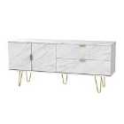 Hirato Ready Assembled Wide Sideboard Marble With Gold Metal Hairpin Legs