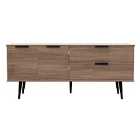 Hirato Ready Assembled Wide Sideboard Carini Walnut With Black Wood Legs