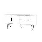 Hirato Ready Assembled Wide Sideboard White And Black Metal Hairpin Legs