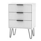 Ready Assembled Hirato 3 Drawer Sideboard White And Grey Black Metal Legs