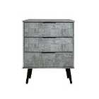 Ready Assembled Hirato 3 Drawer Sideboard Pewter Black Wood Legs