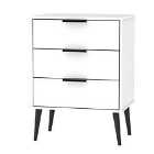 Ready Assembled Hirato 3 Drawer Sideboard White Black Wood Legs