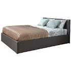 Side Lift Ottoman Bed King Fabric Silver