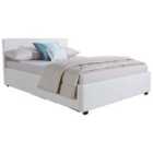 Side Lift Ottoman Bed King Faux Leather White