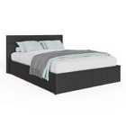 Side Lift Ottoman Bed Double Faux Leather Black
