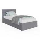 Side Lift Ottoman Bed Single Faux Leather Grey