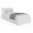 Side Lift Ottoman Bed Single Faux Leather White