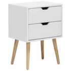 Nyborg Single Two Drawer Bedside Table White