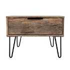 Ready Assembled Hirato Large Bedside Cabinet Vintage Oak With Black Metal Hairpin Legs