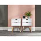 Nyborg Pair Of Two Drawer Bedside tables White