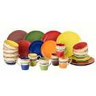 Waterside 24 Piece Rainbow Stripe Dinner Set - Multicoloured