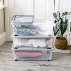 Wham Set 3 32 Litre Box With Wheels & Folding Lid - Clear/Grey