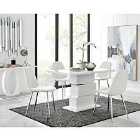 Furniture Box Apollo 4 Seater Dining Table and 4 x White Corona Silver Leg Chairs