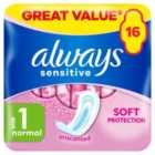 Always Sanitary Towels Sensitive Normal (Size 1) 16 per pack