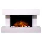 Adam 2kW Manola Wall Mounted Electric Fire Suite with Downlights & Remote Control in Pure White