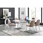 Furniture Box Renato High Gloss Extending Dining Table and 8 x Cappuccino Corona Silver Leg Chairs