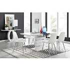Furniture Box Renato High Gloss Extending Dining Table and 8 x White Corona Silver Leg Chairs