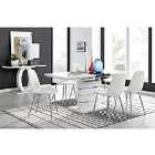 Furniture Box Renato High Gloss Extending Dining Table and 6 x White Corona Silver Leg Chairs