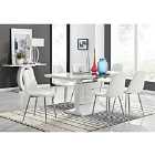 Furniture Box Renato 120cm High Gloss Extending Dining Table and 6 x White Corona Silver Leg Chairs