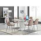 Furniture Box Renato 120cm High Gloss Extending Dining Table and 6 x Cappuccino Corona Silver Leg Chairs