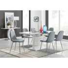 Furniture Box Renato 120cm High Gloss Extending Dining Table and 6 x Grey Corona Silver Leg Chairs